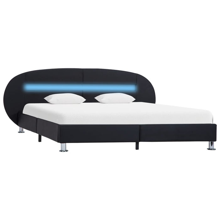 Bedframe met LED kunstleer zwart 180x200 cm