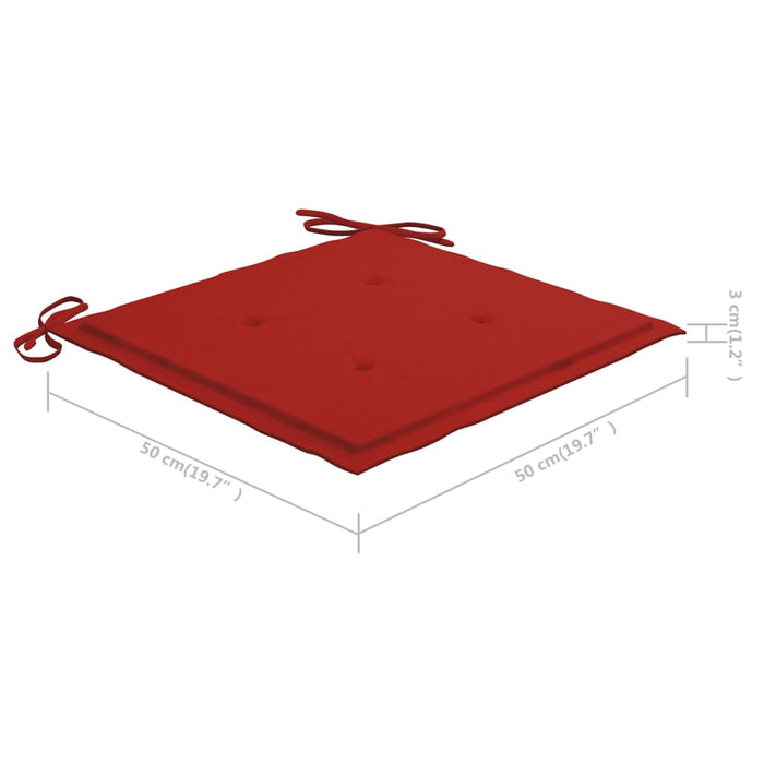 Tuinstoelkussens 2 st 50x50x3 cm rood