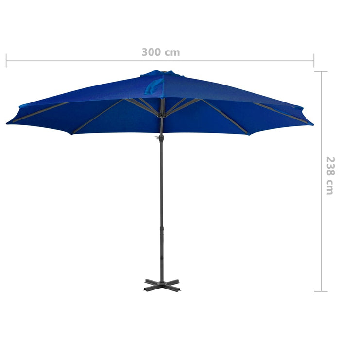 Zweefparasol met aluminium paal 300 cm azuurblauw