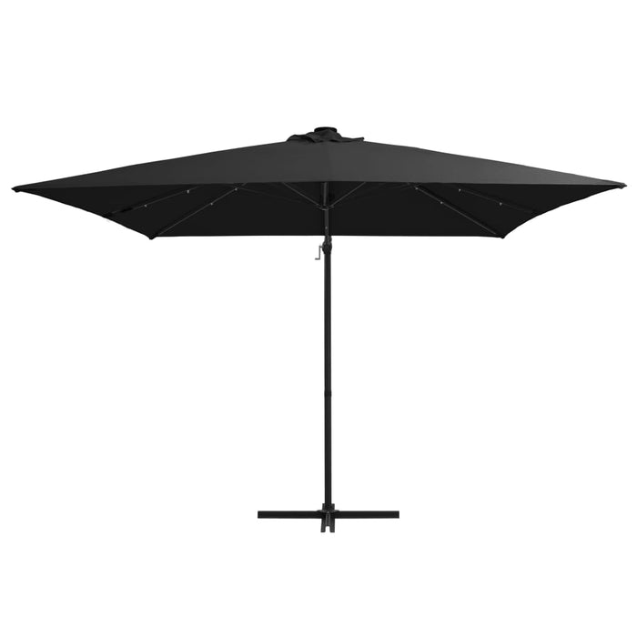 Zweefparasol met LED-verlichting stalen paal 250x250 cm zwart