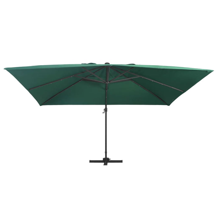 Zweefparasol met LED-verlichting en paal 400x300 cm groen