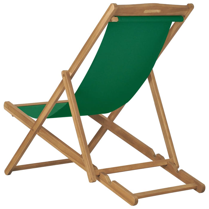Strandstoel inklapbaar massief teakhout groen