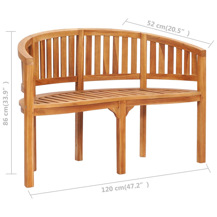 Bananenbank 120 cm massief teakhout