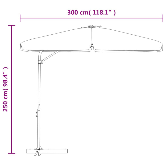 Parasol met stalen paal 300 cm taupe