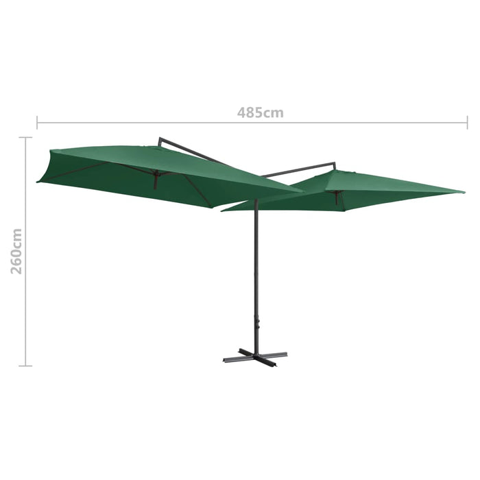 Parasol dubbel met stalen paal 250x250 cm groen