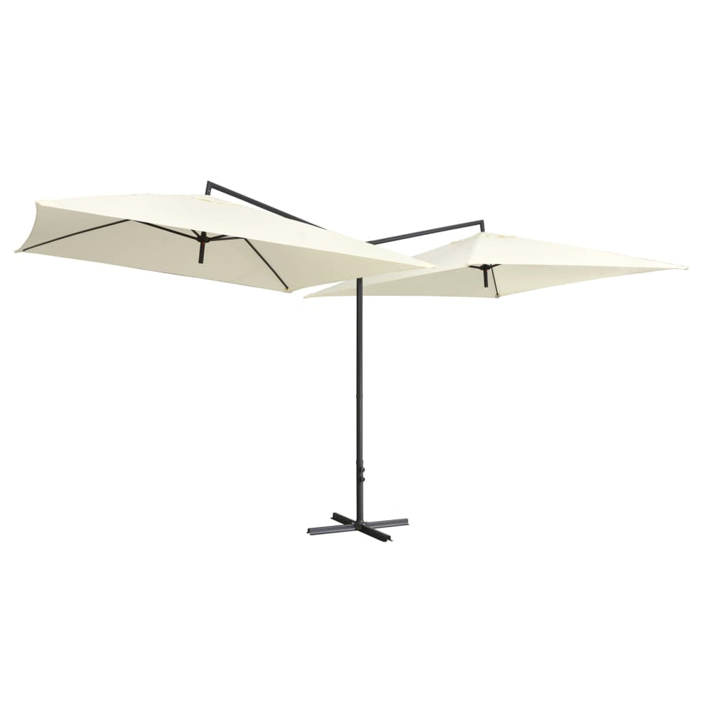 Parasol dubbel met stalen paal 250x250 cm zandwit