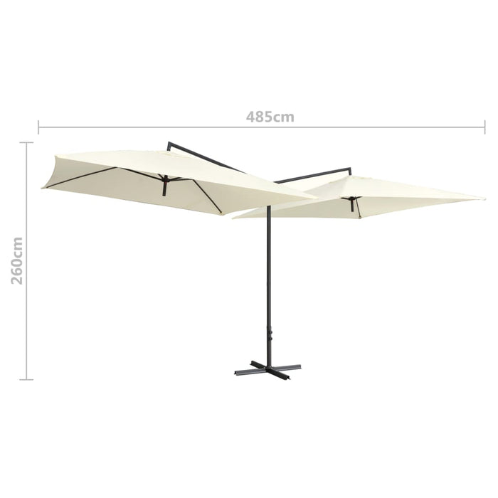 Parasol dubbel met stalen paal 250x250 cm zandwit