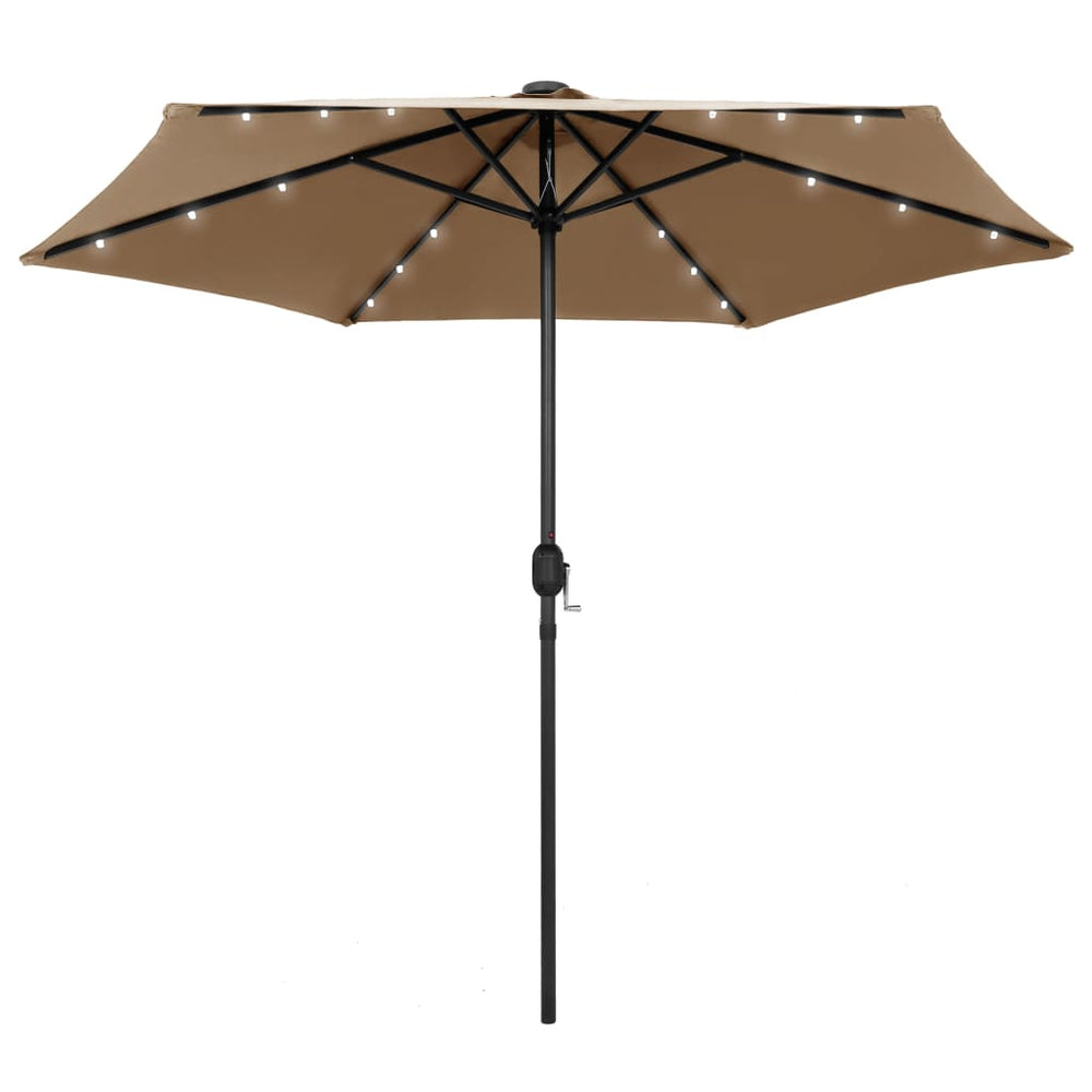 Parasol met LED-verlichting en aluminium paal 270 cm taupe