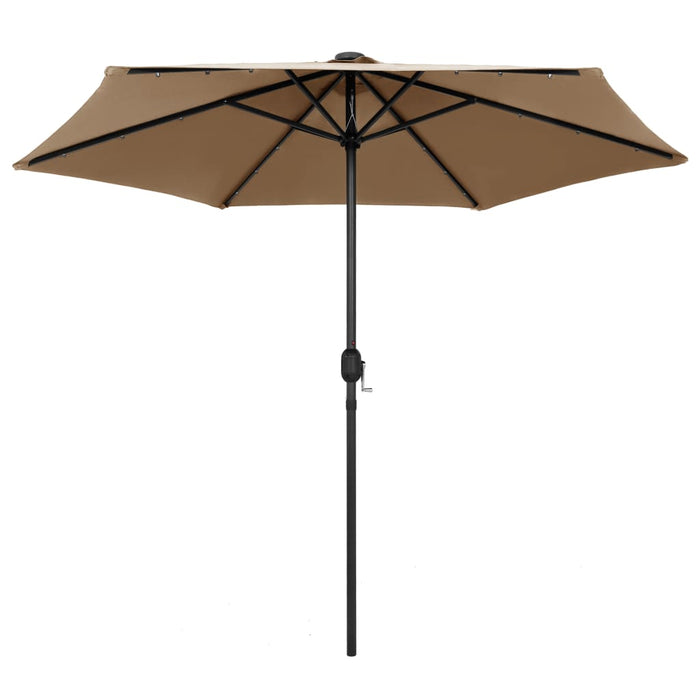 Parasol met LED-verlichting en aluminium paal 270 cm taupe