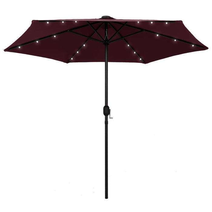 Parasol met LED-verlichting aluminium paal 270 cm bordeauxrood