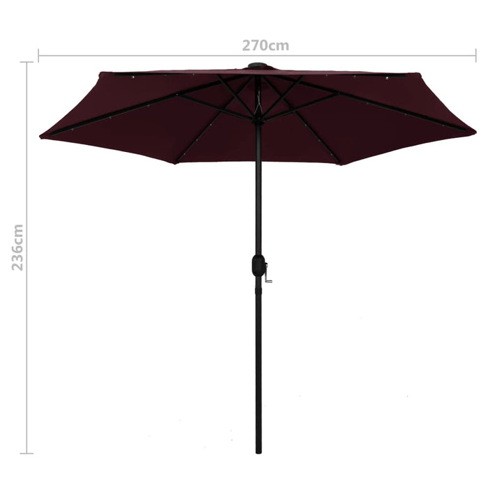 Parasol met LED-verlichting aluminium paal 270 cm bordeauxrood