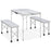 Campingtafel inklapbaar met 2 banken aluminium wit