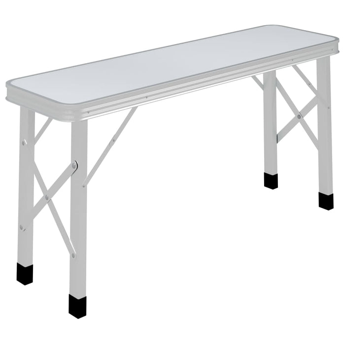 Campingtafel inklapbaar met 2 banken aluminium wit