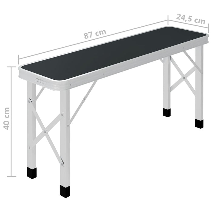 Campingtafel inklapbaar met 2 banken aluminium grijs