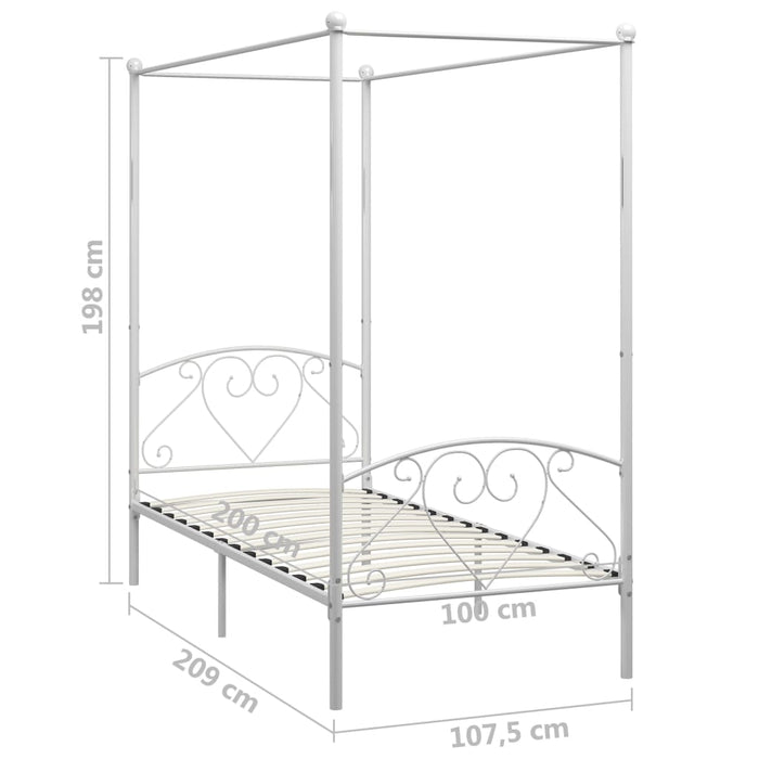 Hemelbedframe metaal wit 100x200 cm