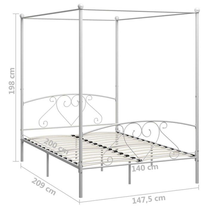 Hemelbedframe metaal wit 140x200 cm