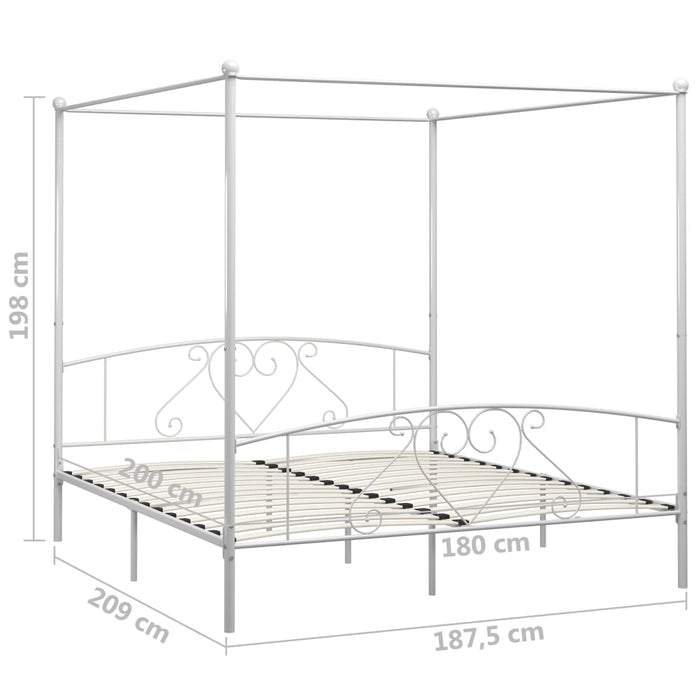 Hemelbedframe metaal wit 180x200 cm