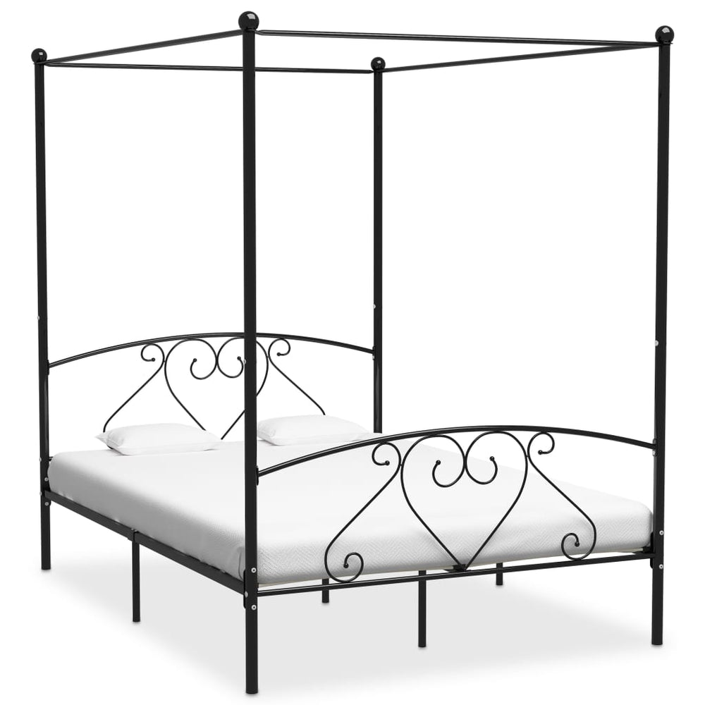 Hemelbedframe metaal zwart 140x200 cm