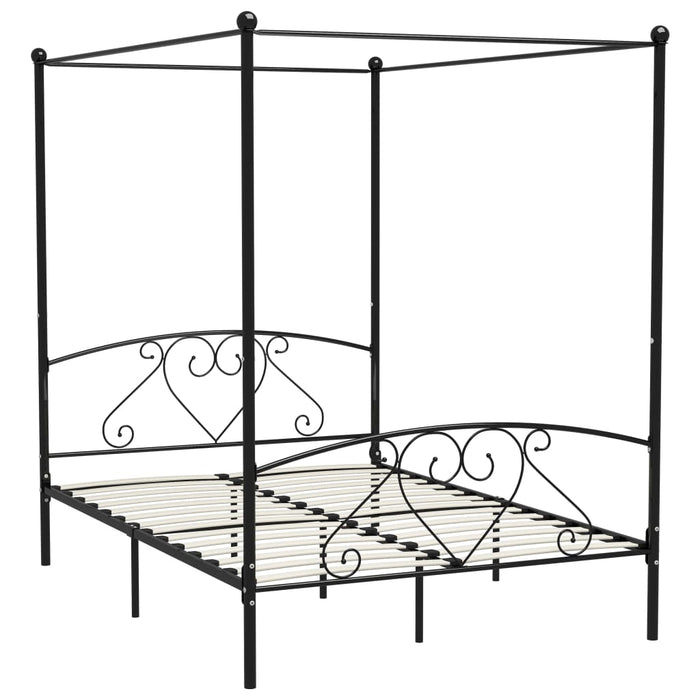 Hemelbedframe metaal zwart 140x200 cm