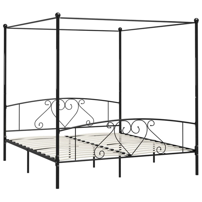 Hemelbedframe metaal zwart 180x200 cm