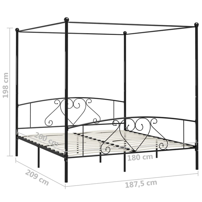 Hemelbedframe metaal zwart 180x200 cm