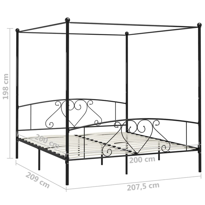 Hemelbedframe metaal zwart 200x200 cm