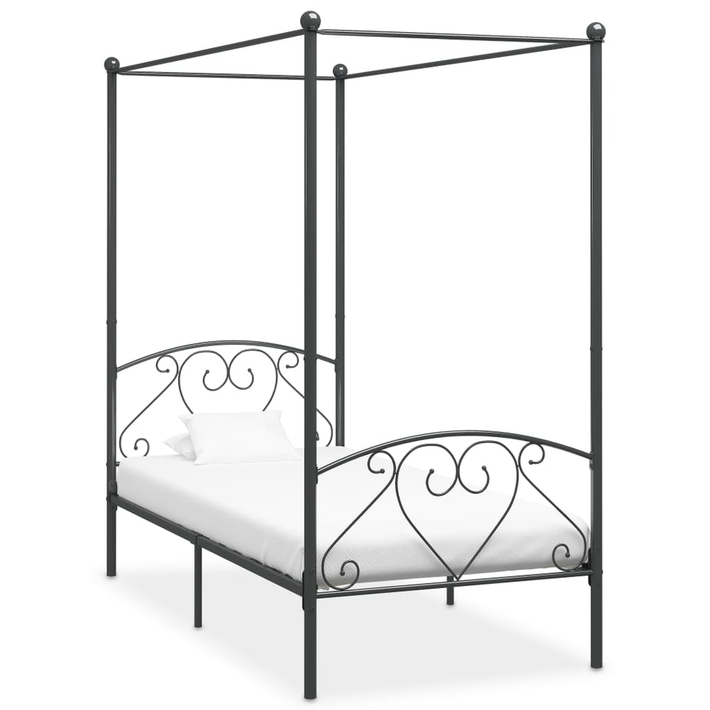 Hemelbedframe metaal grijs 100x200 cm