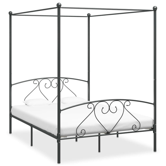 Hemelbedframe metaal grijs 140x200 cm