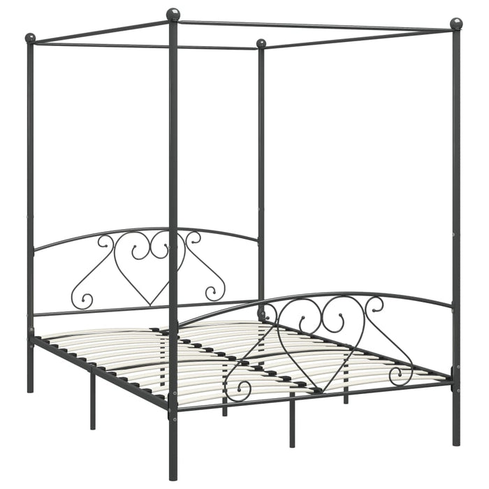 Hemelbedframe metaal grijs 160x200 cm