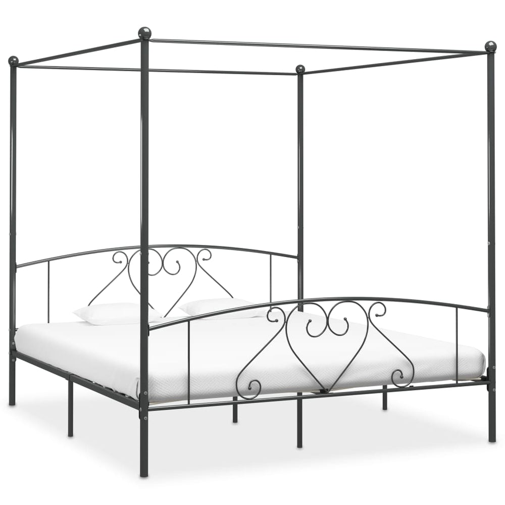 Hemelbedframe metaal grijs 180x200 cm