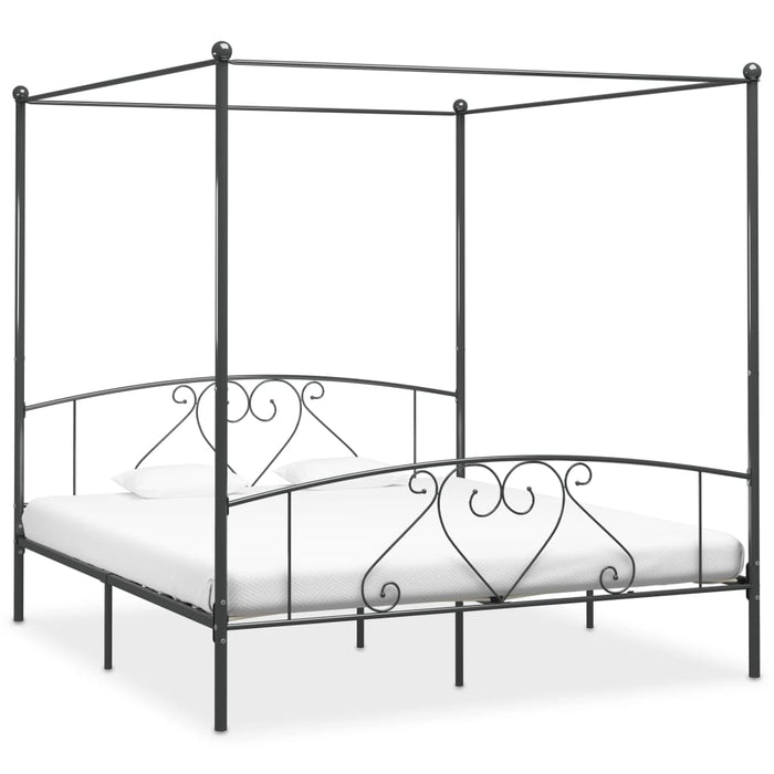 Hemelbedframe metaal grijs 200x200 cm