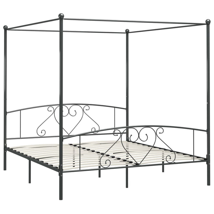 Hemelbedframe metaal grijs 200x200 cm