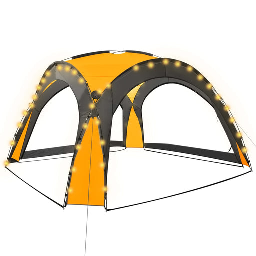 Partytent met LED en 4 zijwanden 3,6x3,6x2,3 m geel