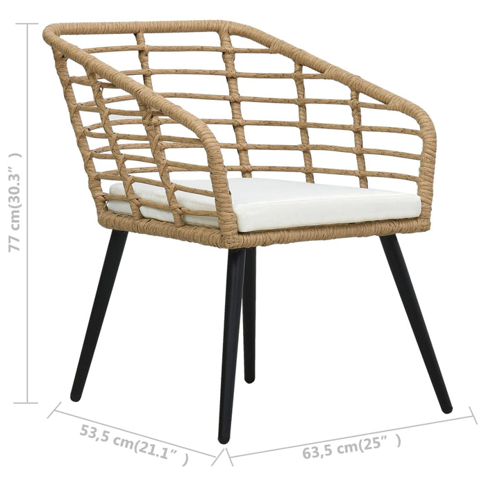 Tuinstoelen 2 st met kussens poly rattan eikenkleurig