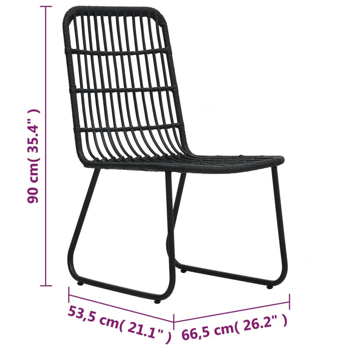 Tuinstoelen 2 st poly rattan zwart