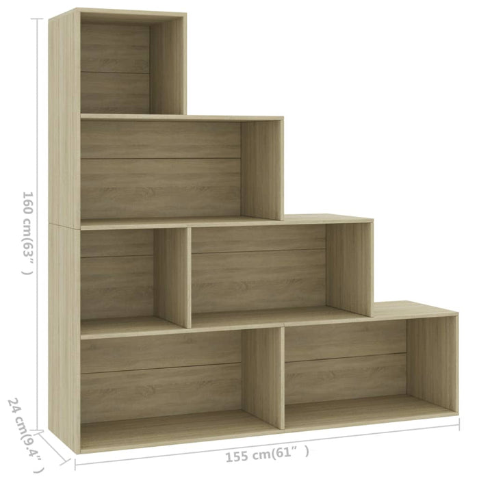 Boekenkast/kamerscherm 155x24x160 cm bewerkt hout sonoma eiken