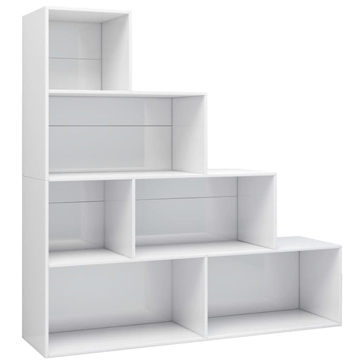 Boekenkast/kamerscherm 155x24x160 cm bewerkt hout hoogglans wit