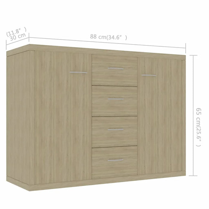 Dressoir 88x30x65 cm spaanplaat sonoma eikenkleurig