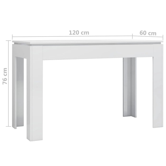 Eettafel 120x60x76 cm spaanplaat hoogglans wit