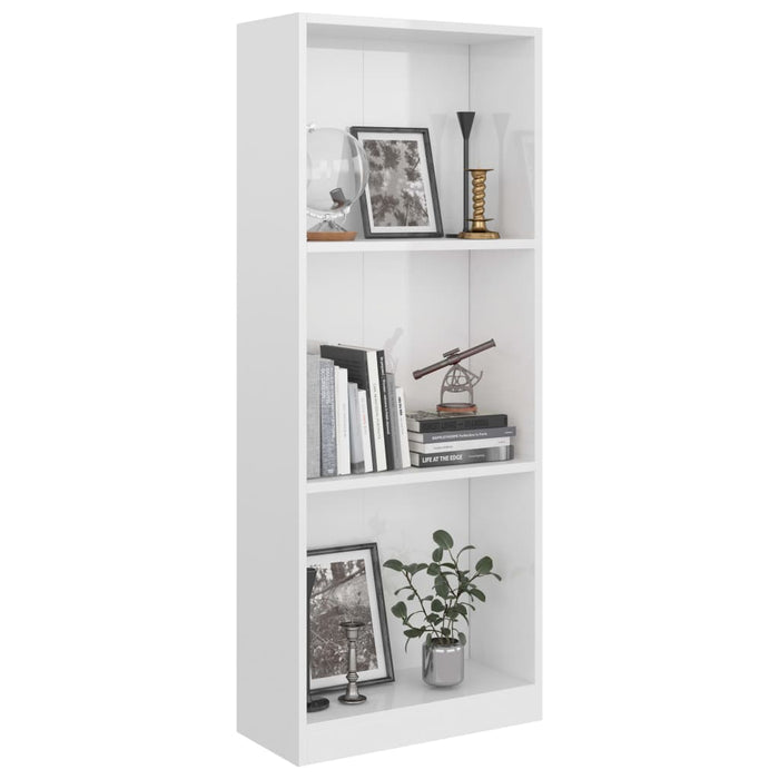 Boekenkast met 3 schappen 40x24x108 cm spaanplaat hoogglans wit