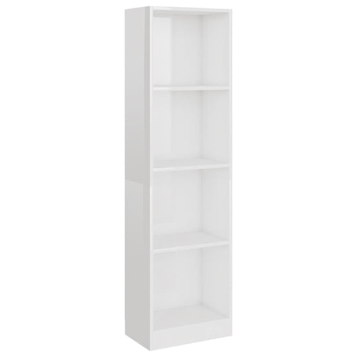 Boekenkast met 4 schappen 40x24x142 cm spaanplaat hoogglans wit