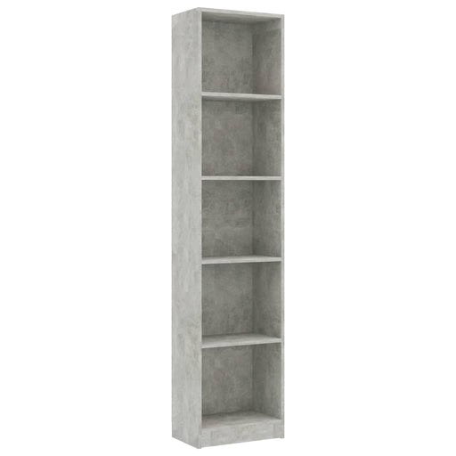 Boekenkast met 5 schappen 40x24x175 cm bewerkt hout betongrijs