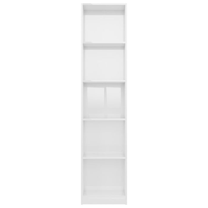 Boekenkast 5 schappen 40x24x175 cm bewerkt hout hoogglans wit