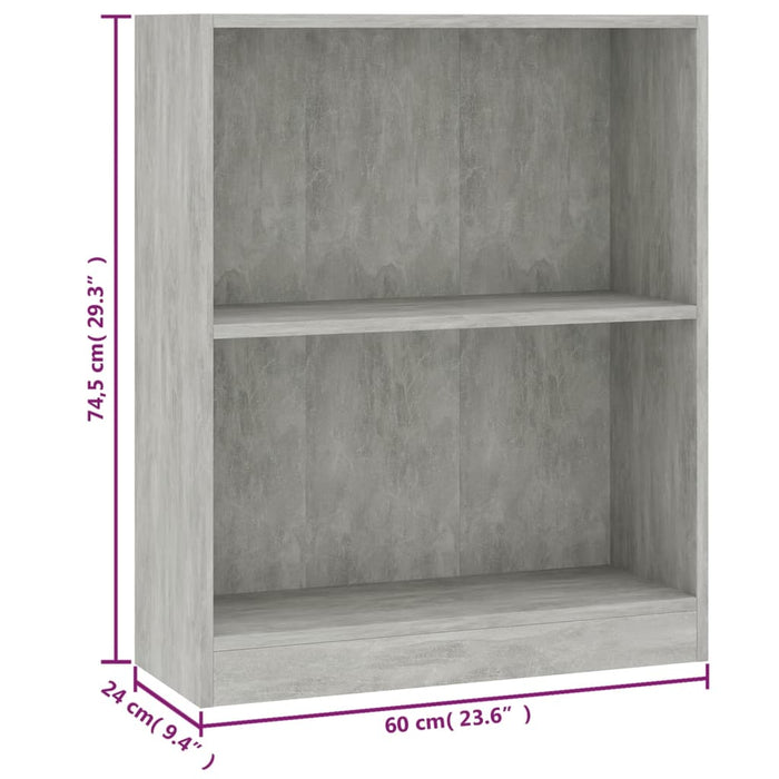 Boekenkast 60x24x74,5 cm bewerkt hout betongrijs