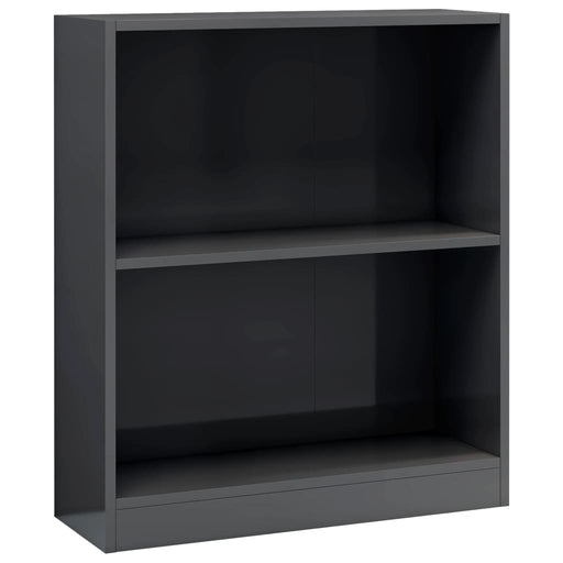 Boekenkast 60x24x74,5 cm bewerkt hout hoogglans grijs