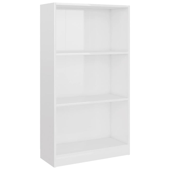 Boekenkast 3 schappen 60x24x109 cm bewerkt hout hoogglans wit