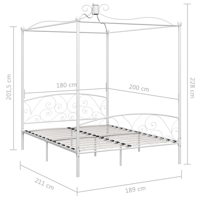 Hemelbedframe metaal wit 180x200 cm