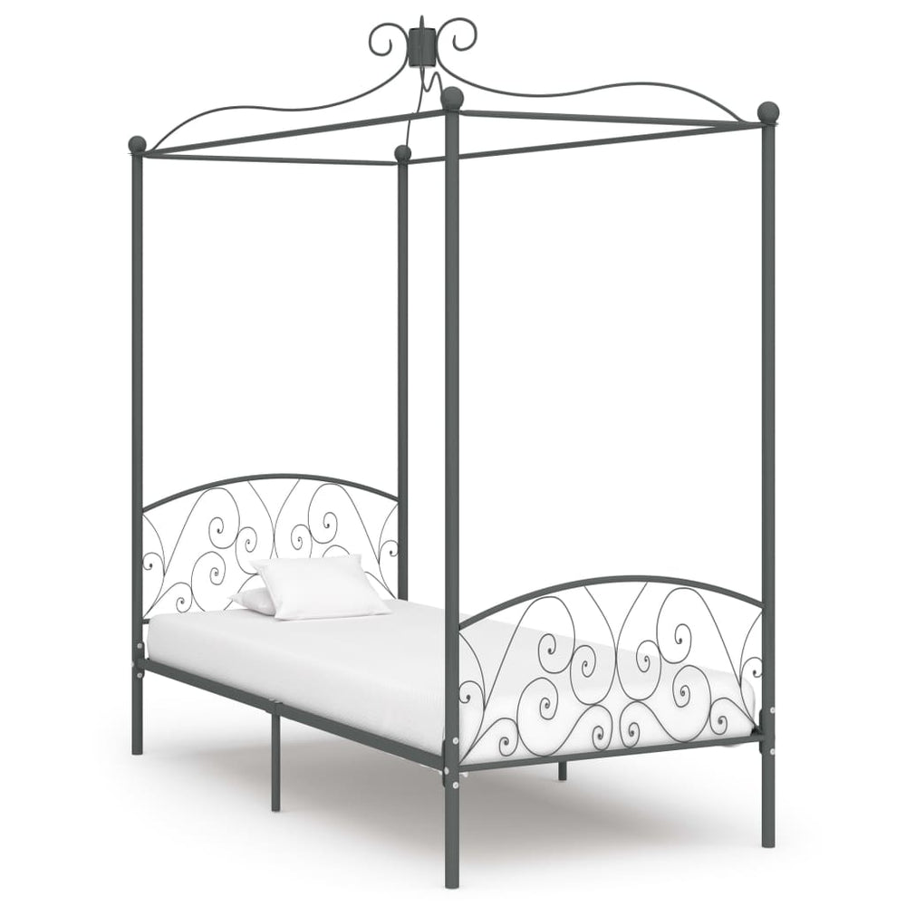 Hemelbedframe metaal grijs 90x200 cm