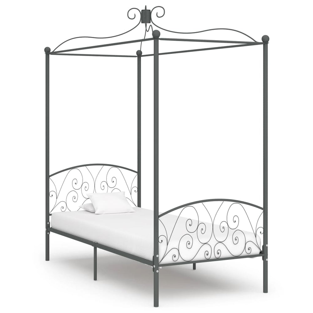 Hemelbedframe metaal grijs 100x200 cm