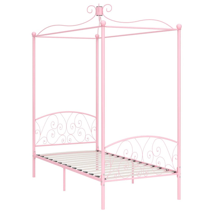 Hemelbedframe metaal roze 90x200 cm